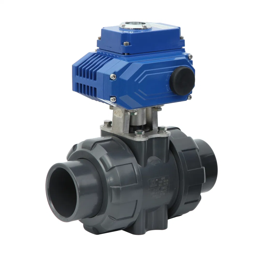 China Manufacturer Agriculture Irrigation Drainage Electric Motorized PVC Ball Valve IP67 2 Wayglue Connection for Water Supply